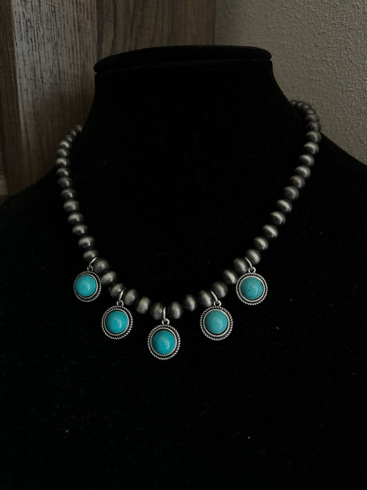 Handmade Navajo Pearl & turquoise necklace