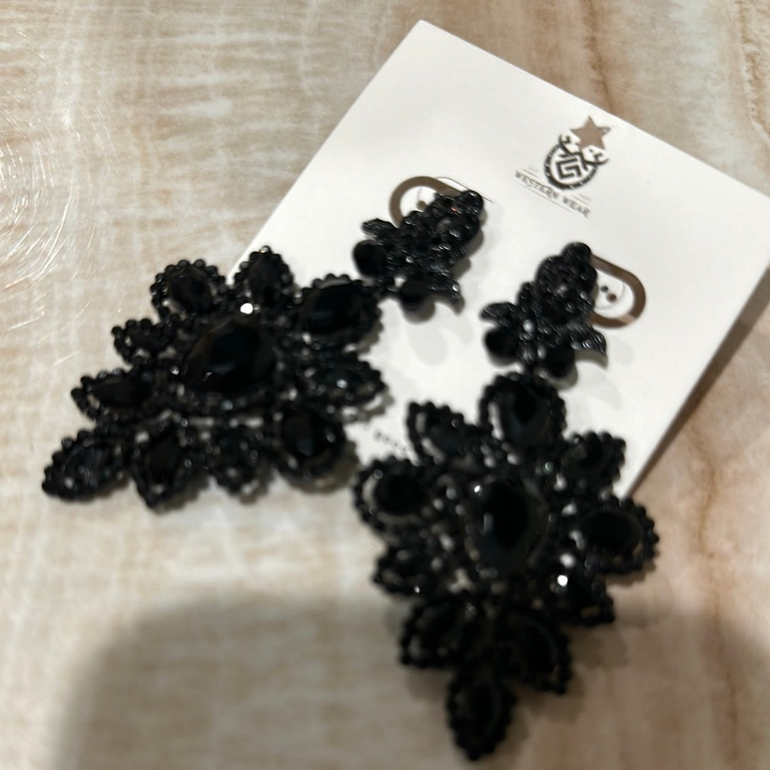 Black rhinestone earrings