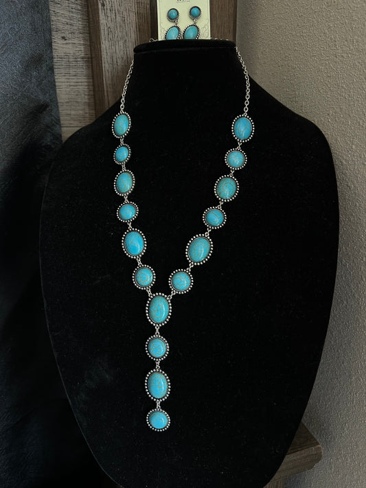 Western oval concho necklace set