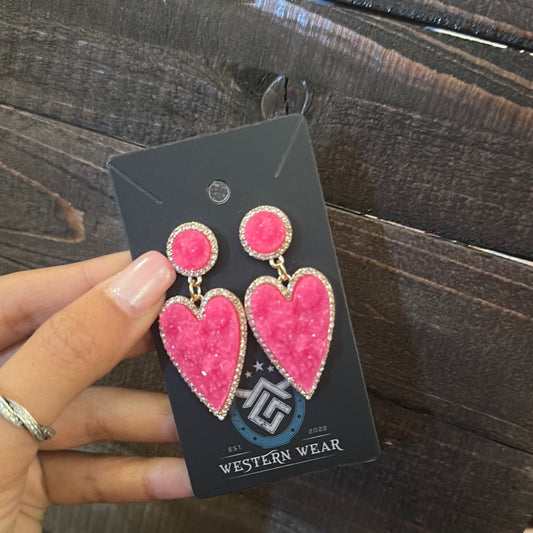 Pink heart earrings