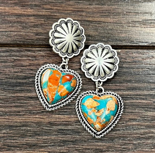 Heart gemstone earrings