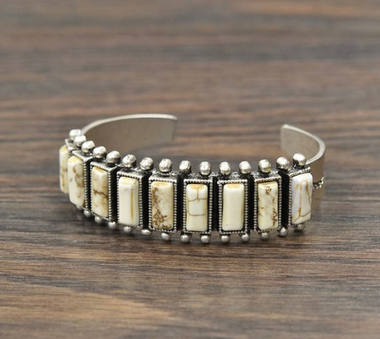Navajo white stone cuff bracelet