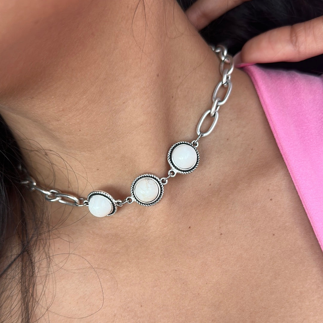 White stone necklace